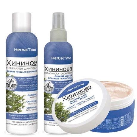 Balíček Herbal Time - chininová voda, šampon a maska na vlasy